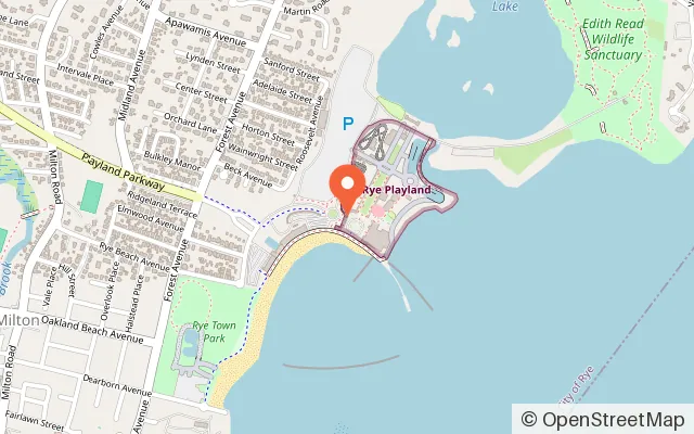 Map showing Playland Park in Rye, NY