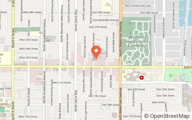 Map showing EXTRAORDINAIRE ARCADE in San Bernardino, CA