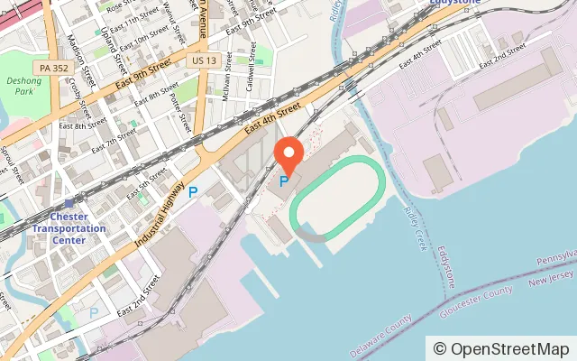 Map showing Flight On Ice Delco River Rink in Chester, PA