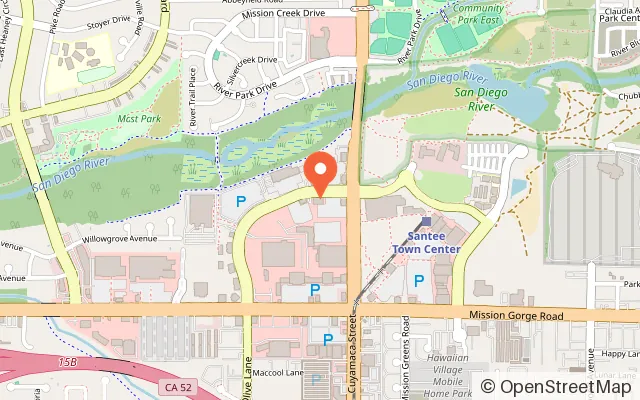 Map showing Chuck E. Cheese in Santee, CA
