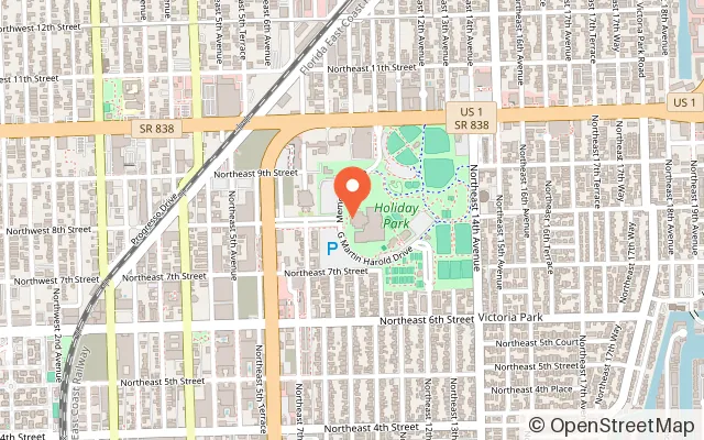 Map showing FTL War Memorial in Fort Lauderdale, FL