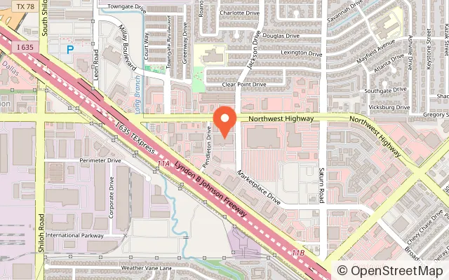 Map showing Lucky Strike Garland in Garland, TX