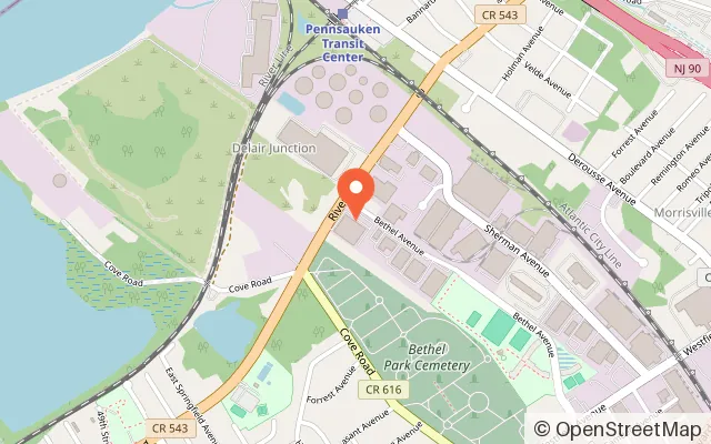 Map showing Pennsauken Skate Zone in Pennsauken, NJ