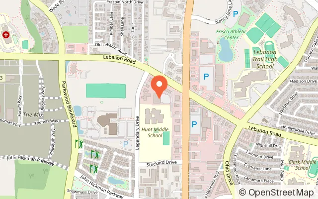 Map showing The Arcade at Strikz Entertainment in Frisco, TX