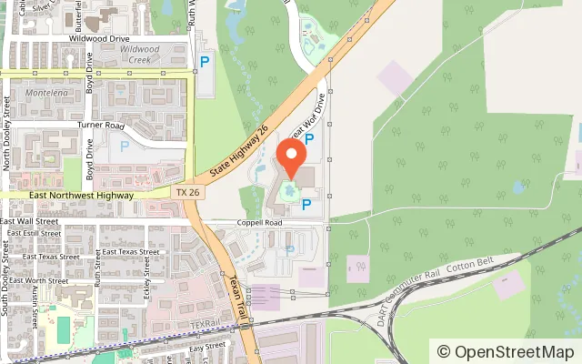 Map showing Northern Lights Arcade in Grapevine, TX