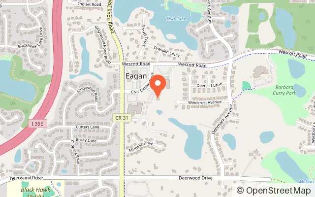 Map showing Cascade Bay Water Park in Eagan, MN