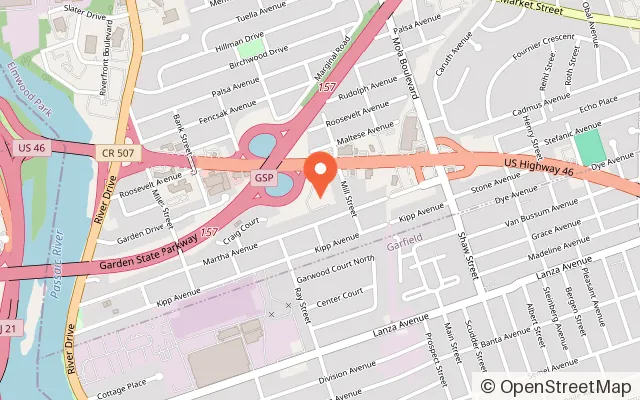 Map showing Parkway Lanes in Elmwood Park, NJ