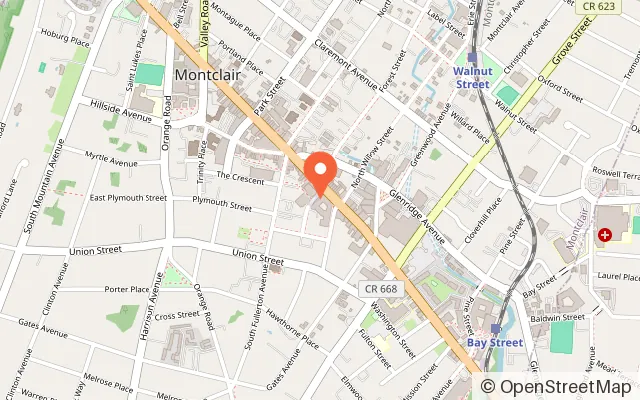 Map showing The Gravity Vault - Montclair, NJ in Montclair, NJ