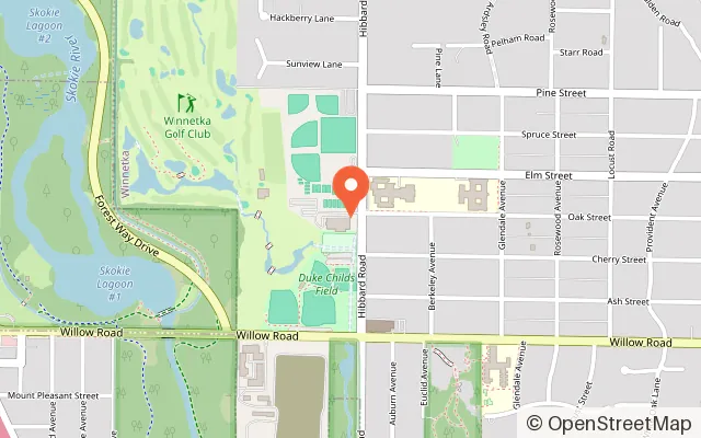 Map showing Winnetka Ice Arena in Winnetka, IL