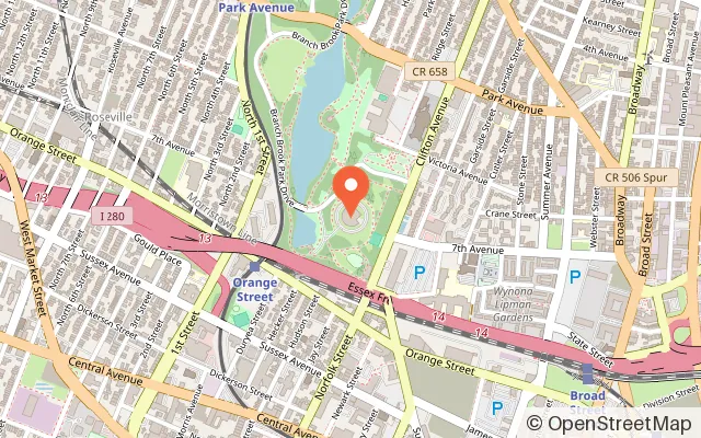 Map showing Branch Brook Park Roller Skating Center in Newark, NJ