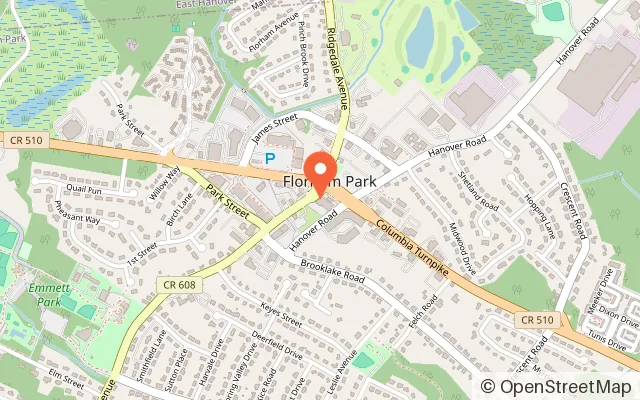 Map showing Florham Park Rink in Florham Park, NJ