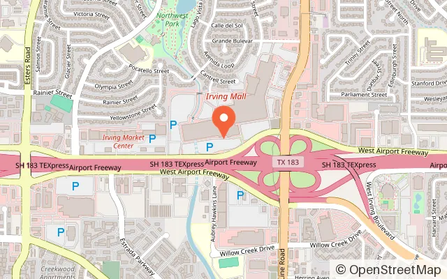 Map showing Sky Zone Trampoline Park in Irving, TX
