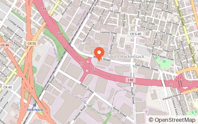 Map showing Urban Air Trampoline and Adventure Park in South Hackensack, NJ