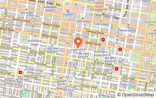 Map showing NEST Center City in Philadelphia, PA