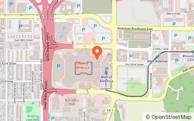 Map showing Great Big Game Show Minneapolis in Bloomington, MN
