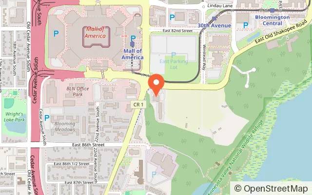 Map showing WhirlyBall Twin Cities in Bloomington, MN