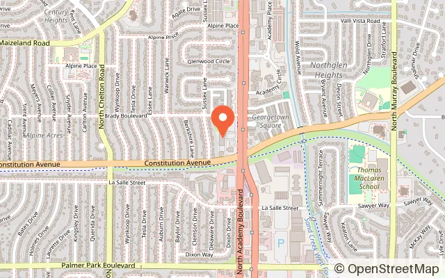 Map showing Skate City Academy in Colorado Springs, CO