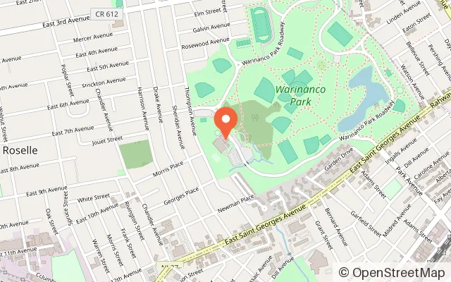Map showing Warinanco Sports Center in Roselle, NJ