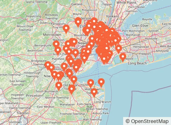 Map of 128 venues near Staten Island