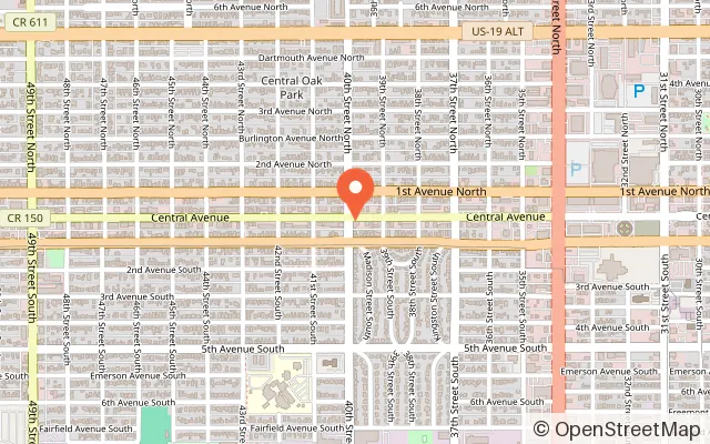 Map showing run+play kids cafe in St. Petersburg, FL