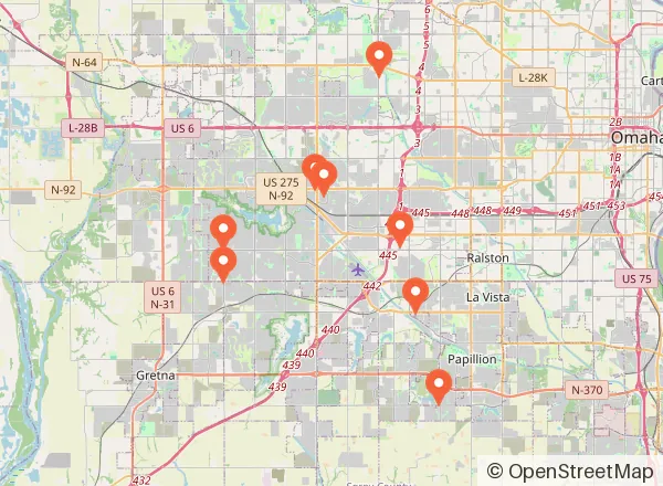 Map of 8 venues near Omaha