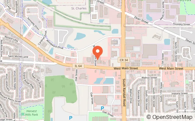 Map showing Wired Up Party Zone in St. Charles, IL