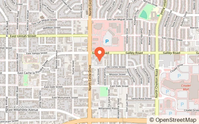 Map showing AMF Colorado Springs Lanes in Colorado Springs, CO