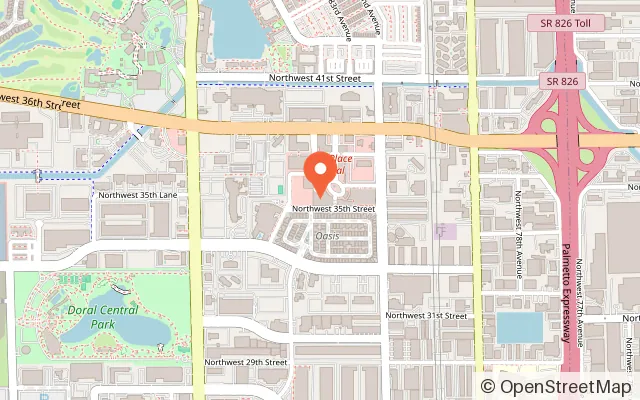 Map showing Kings Dining & Entertainment in Doral, FL