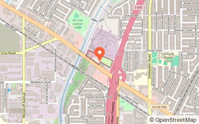Map showing Golf N' Stuff in Norwalk, CA