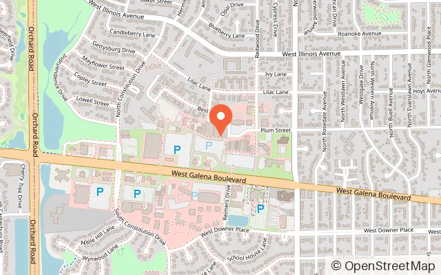Map showing Mega Fun Park LLC in Aurora, IL