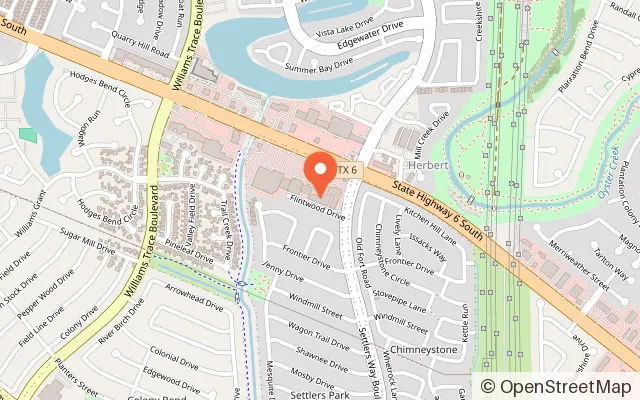 Map showing Escape Again Rooms in Sugar Land, TX
