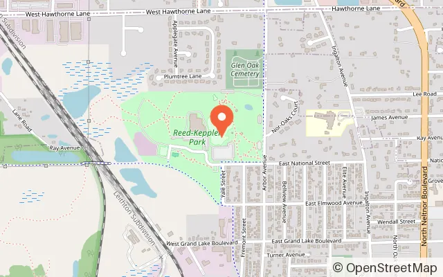 Map showing Aquatic Center in West Chicago, IL