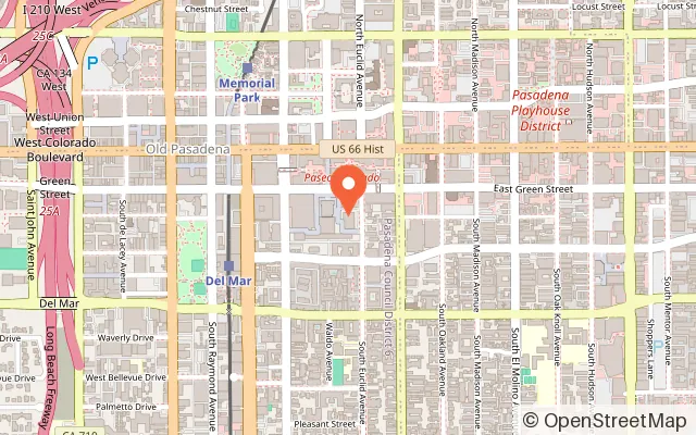 Map showing Pasadena Ice Skating Center in Pasadena, CA