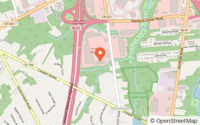 Map showing Chuck E. Cheese in Deptford, NJ