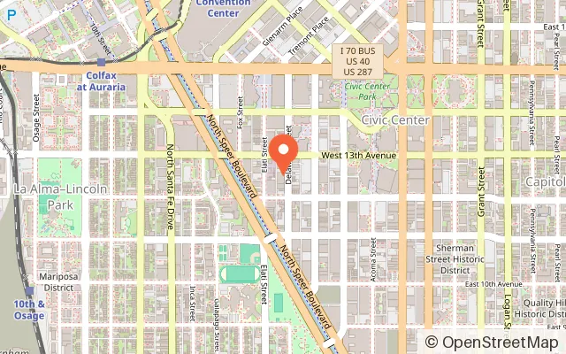 Map showing The Spot Bouldering Gym in Denver, CO