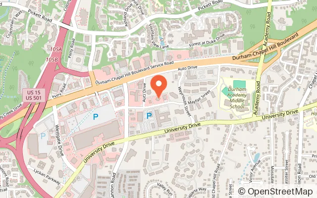 Map showing Chuck E. Cheese in Durham, NC