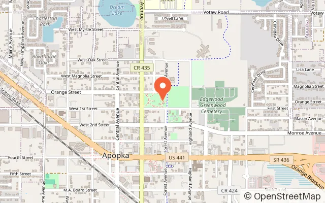 Map showing Apopka Splash Pad in Apopka, FL