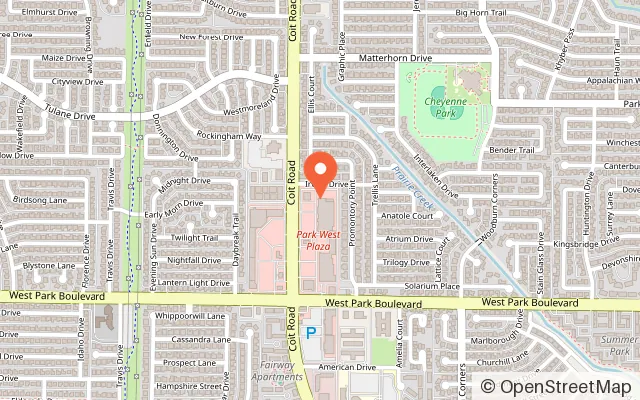 Map showing Safari Run, Plano in Plano, TX