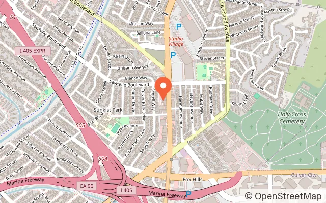 Map showing Wonderworld Playground in Culver City, CA