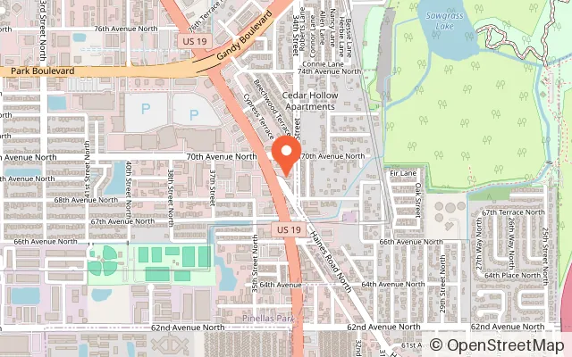 Map showing Unlimited Video Games Superstore and Arcade in Pinellas Park, FL