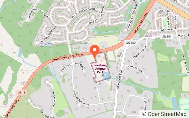 Map showing Leesburg Animal Park in Leesburg, VA