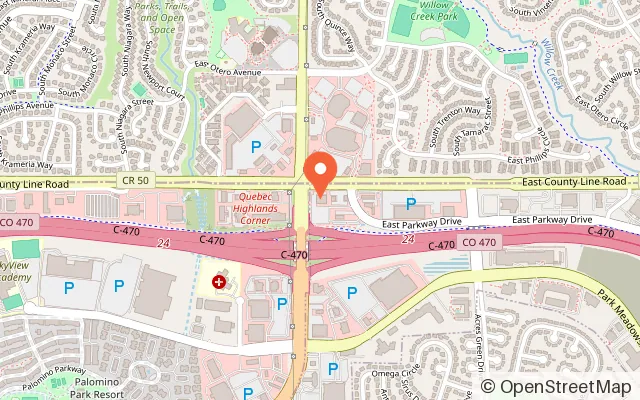 Map showing Chuck E. Cheese in Lone Tree, CO