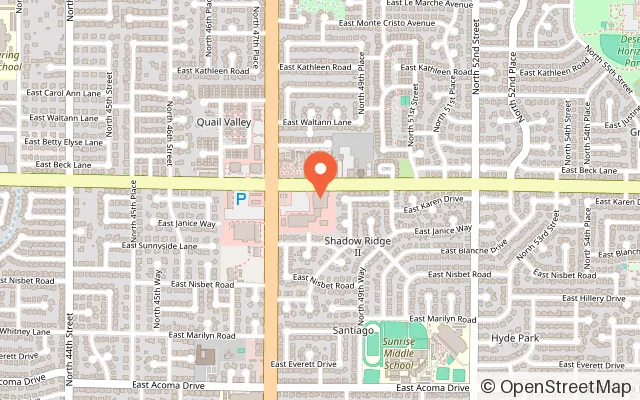 Map showing Sky Zone Trampoline Park in Scottsdale, AZ