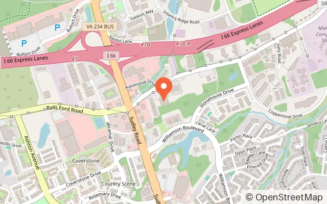 Map showing Bowl America Bull Run in Manassas, VA