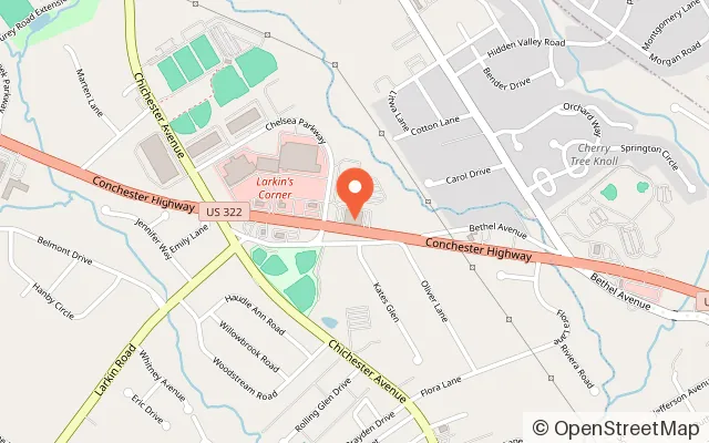 Map showing Bowlero Boothwyn in Boothwyn, PA