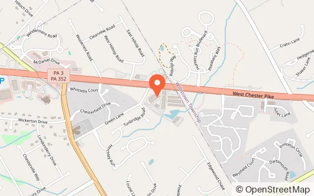 Map showing PNY Sports Arena in West Chester, PA