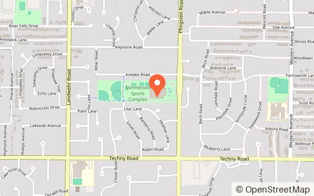 Map showing Northbrook Sports Center in Northbrook, IL