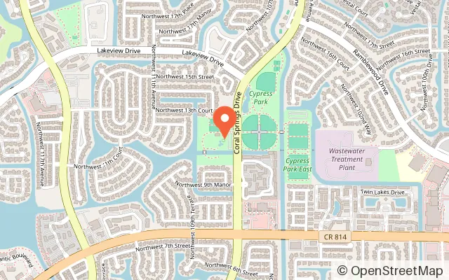 Map showing Cypress Water Park in Coral Springs, FL
