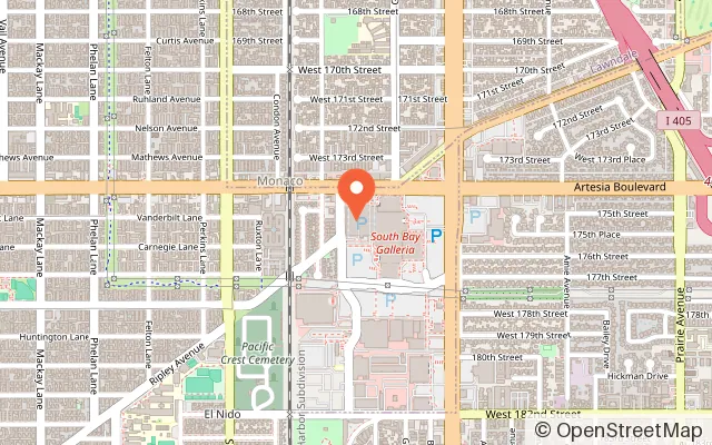 Map showing VR PLACE in Redondo Beach, CA