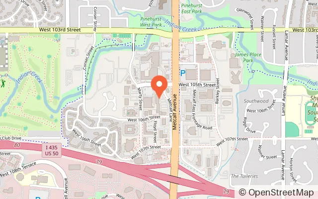 Map showing Chuck E. Cheese in Overland Park, KS